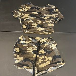 SHEIN Camo crop top and shorts